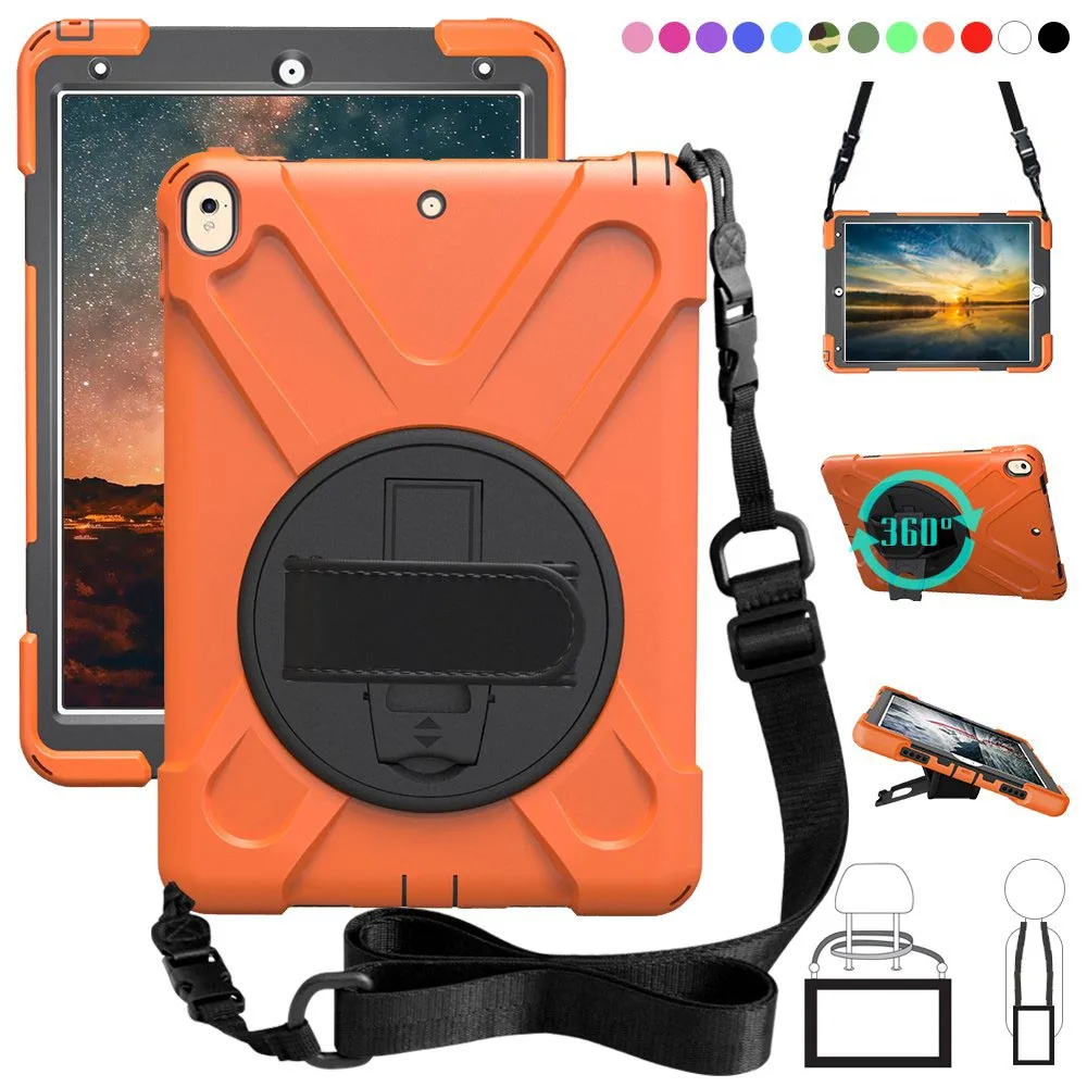 Kids Shockproof Case for iPad Air 3 Pro 10.5 Coque Three Layer Shockproof Rugged Case 360 Degree Hand Shoulder Strap Cover - Цвет: orange