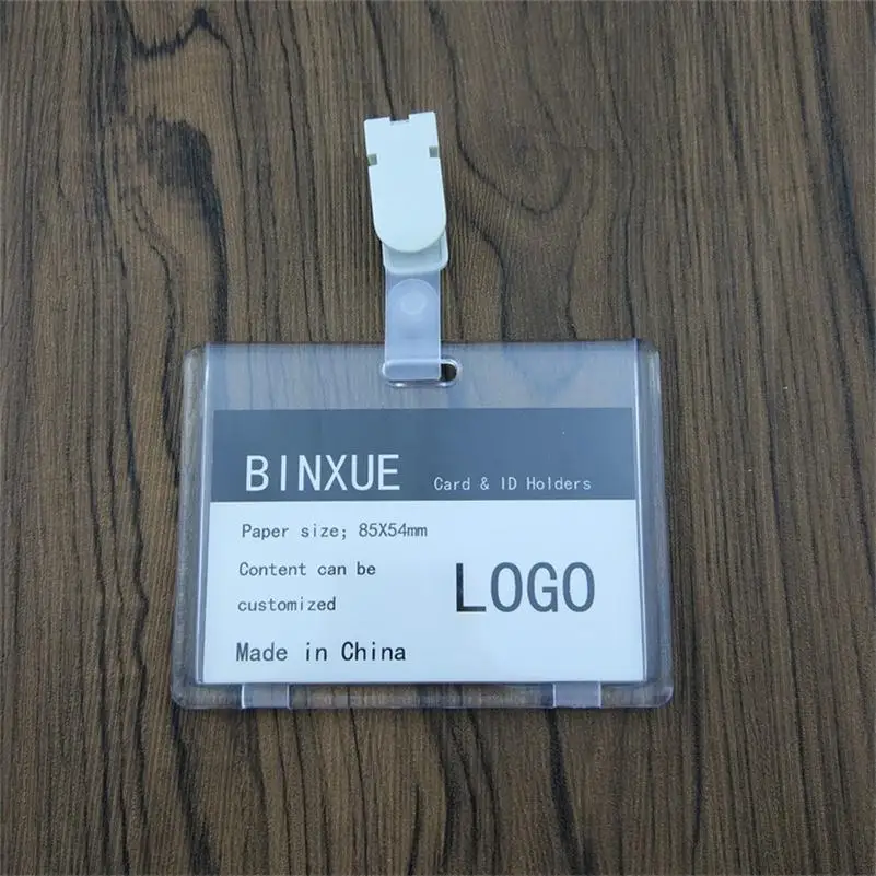 BINXUE Обложка карты, зажим двухсторонний прозрачный акриловый материал ID держатель, карта работника опознавательная бирка, персонал - Цвет: white 2