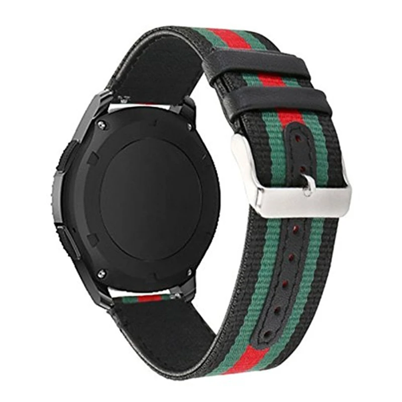 

22MM Nylon with Genuine Leather Sport Replacement Strap Wrist Band with Metal Adapter for Samsung Gear S3 Frontier/S3 Classic