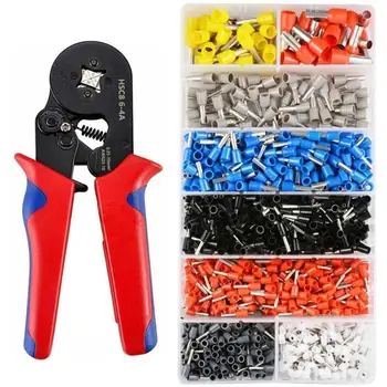 

HSC8 6-4 Self Adjustable Terminal Crimping Tool Pliers for Automatic Cable Wire Stripping Crimper with 1200 Terminals Kit