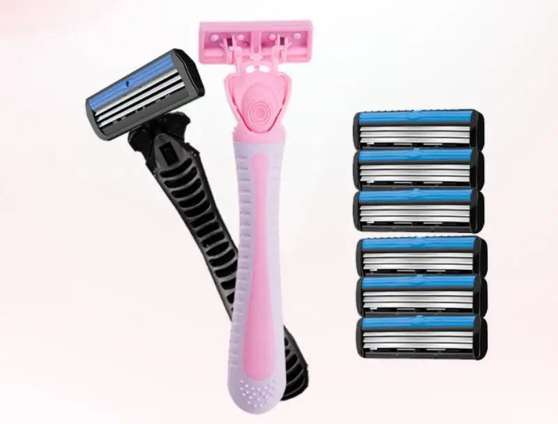 1 ручка бритвы 4 бритвенных лезвий Для женщин Navalha Сменные бритвой руководство для