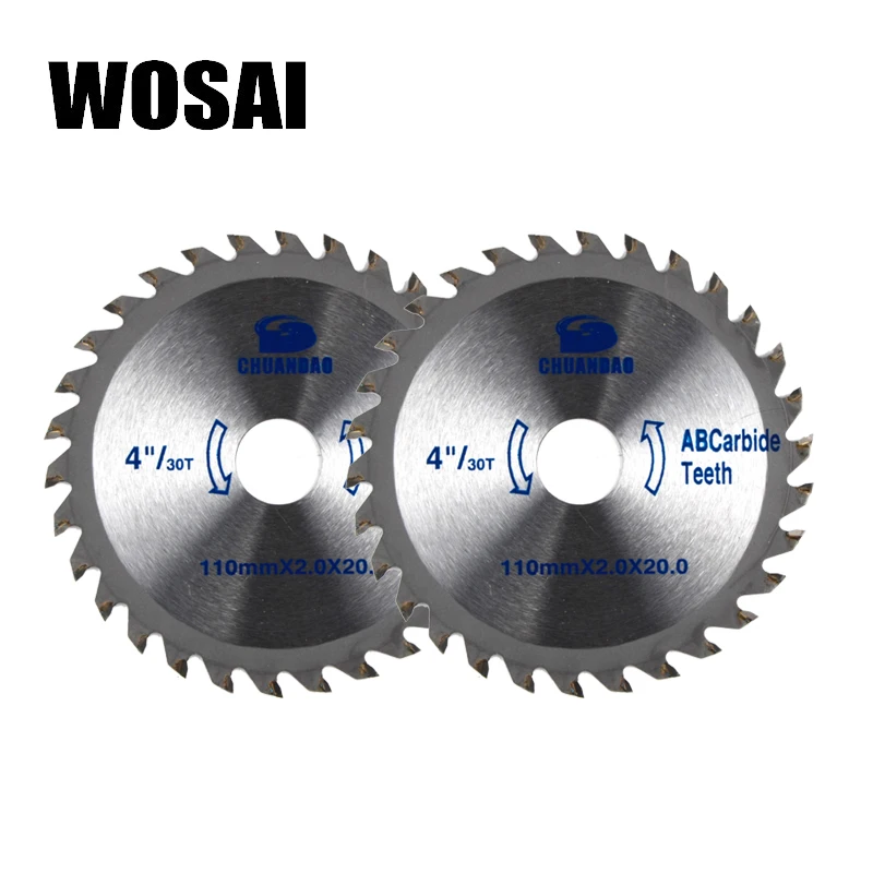 WOSAI 110 мм* 2,0*20 " /30T TCT циркулярное пильное полотно для резки дерева, режущие пильные диски, электроинструмент, точильный станок, аксессуары