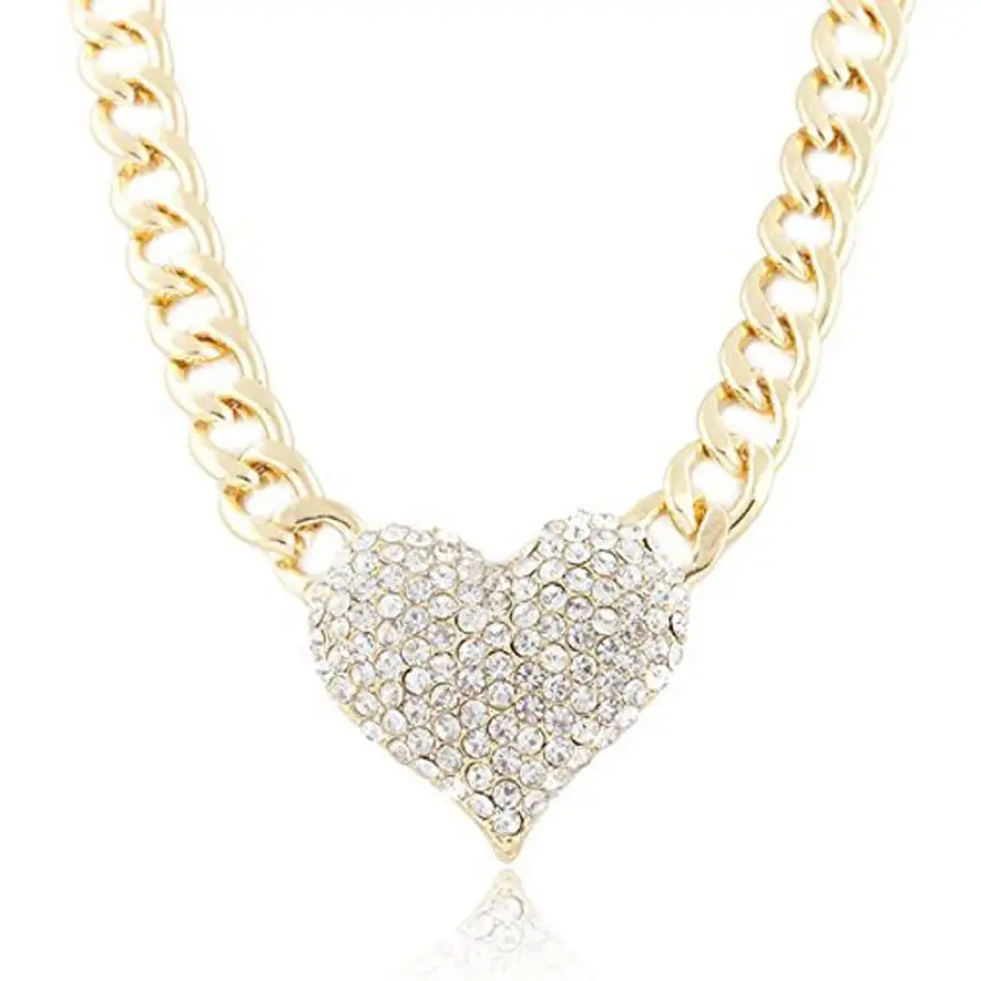 

Bling-World New Fashion Hot Ladies 3D Heart Pendant with a 16 Inch Adjustable Link Chain Necklace For Women Sep7