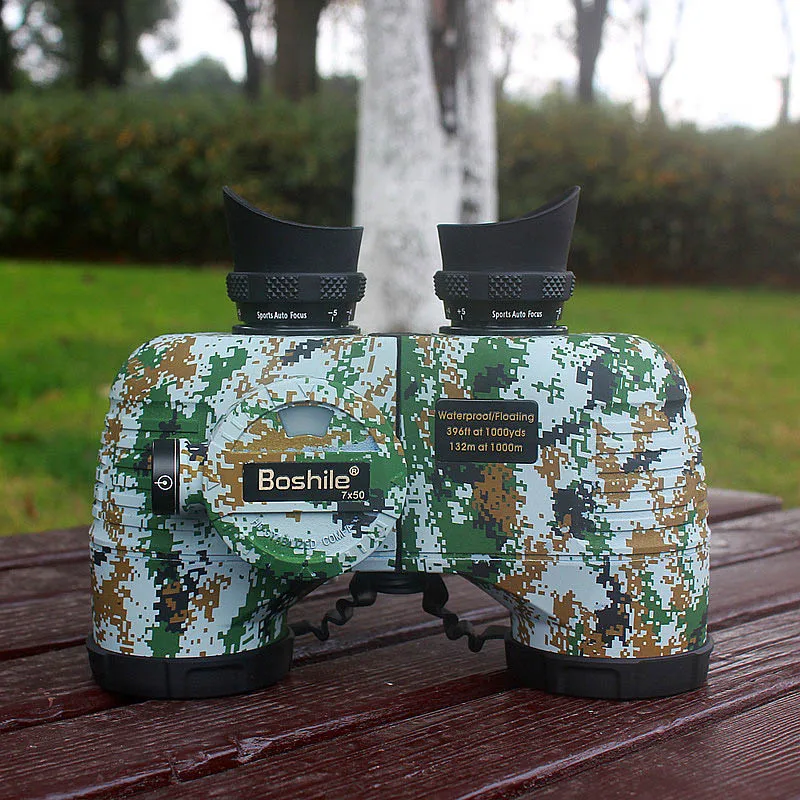 Boshile мощный Военное бинокль Водонепроницаемый азота Высокое качество 7x50 дальномер бинокль большой азимут морской Компасы