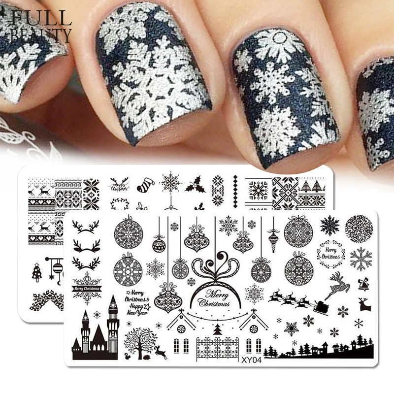 

1x Nail Art Stamping Plate Rectangle DIY Christmas Garland Snowflake Deer Polish Template Manicure Steel Stencil CHXY01-08