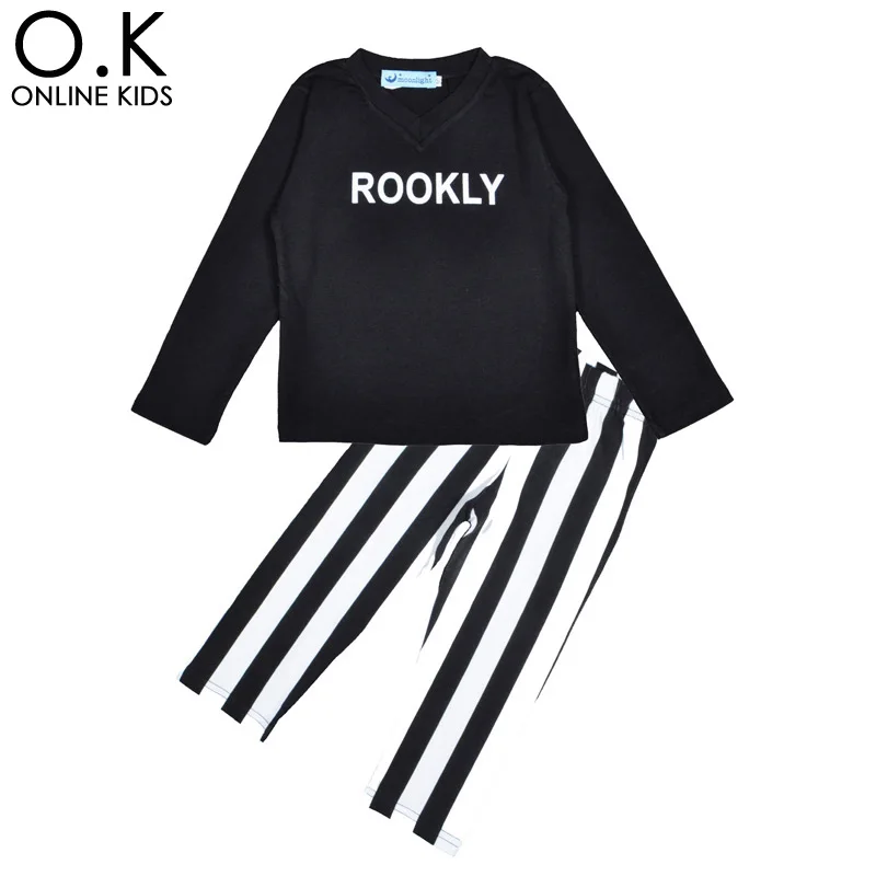 

Baby Clothing Set Rookly Letter Pattern Long-sleeve T-shirt+Stripe Pants 2pcs Boys Girls Clothes 2017 Autumn Kids Clothing Sets
