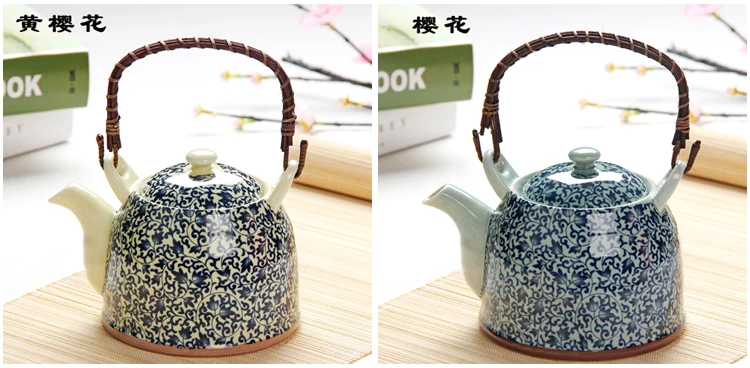 Синий и белый фарфоровый керамический чайник, чайник большой емкости 1000 мл, Ретро чайник, чайный набор, китайский чайный сервиз с фильтром