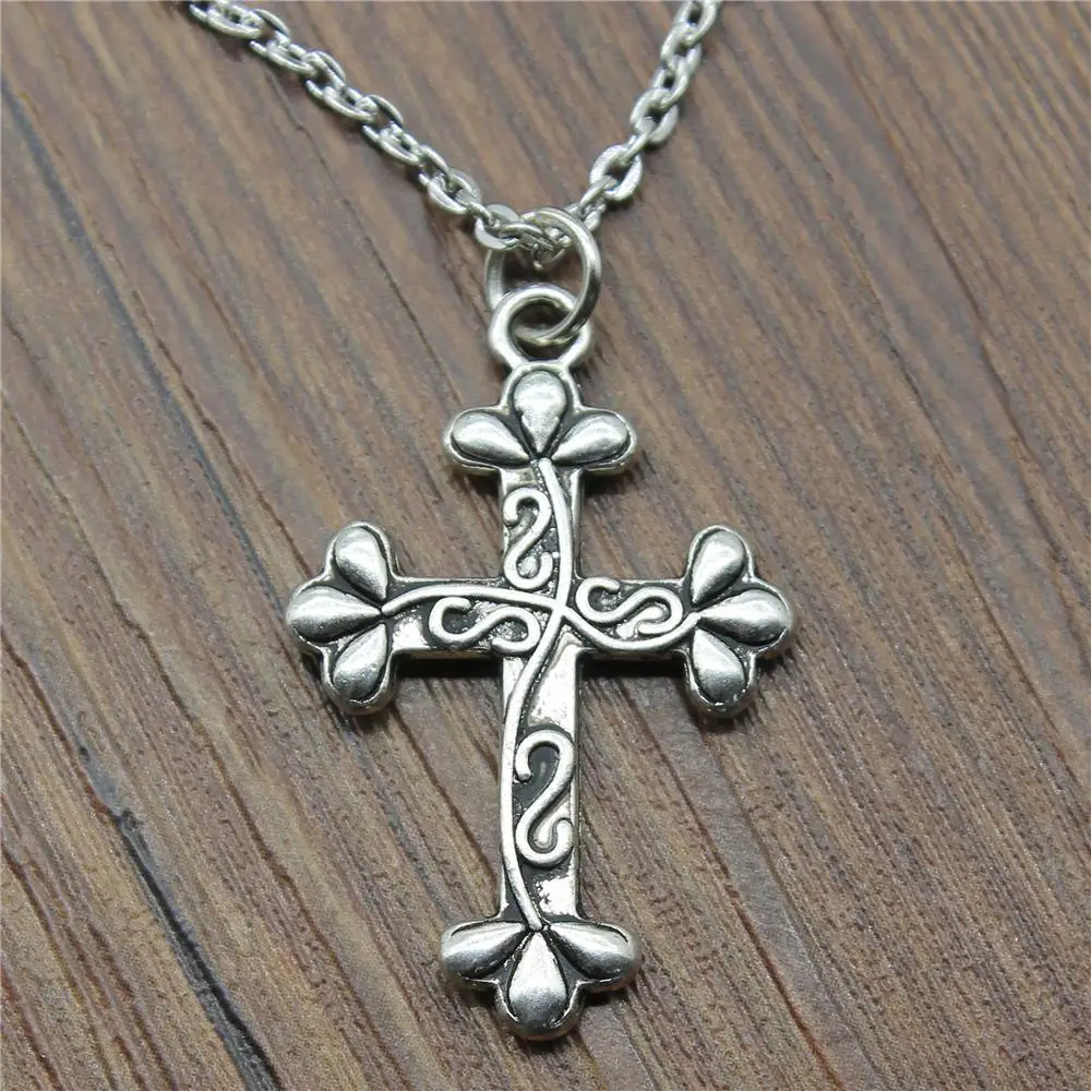 

Jewelry Necklace For Women Antique Silver 35x23mm Cross Pendants Necklace Female Gift Fashion