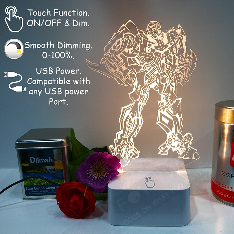Free Shipping Transformer Bumblebee 3d Lamp Kids Night Light Micro