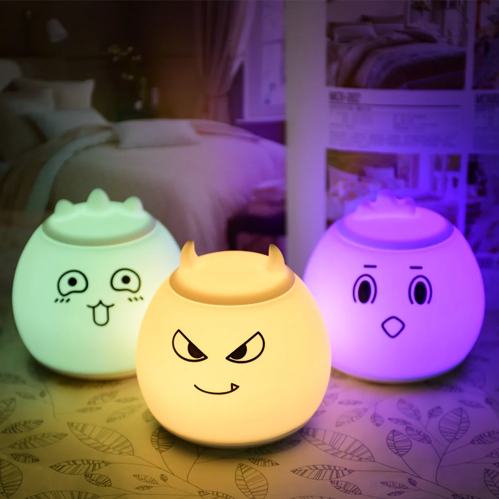

Silicone LED Night Light Cartoon Halloween lantern Baby Kids Children Night Lamp Warm Light RGB LED 5V USB Rechargeable Lamp