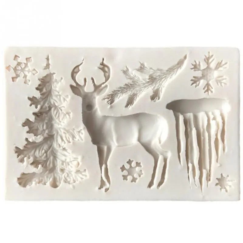 Рождественская елка олень формы силиконовые формы украшения торта фондант печенье инструменты 3D дорожная доска силик