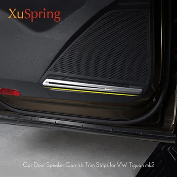 

For VW Tiguan 2016 2017 2018 2019 MK2 Car Door Speaker Audio Trim Strips Sticker Garnish Chrome Cover Decorative Styling
