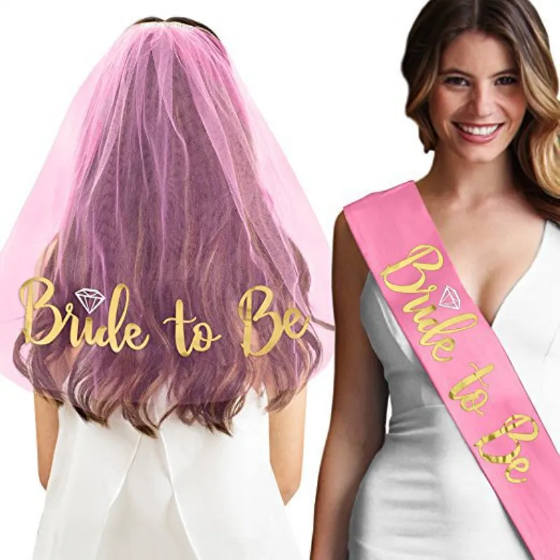 Bachelorette Party Supplies Rose Gold Glitter Bride To Be Wedding Veil for Bridal Shower Hen Night Party Decorations Accessories