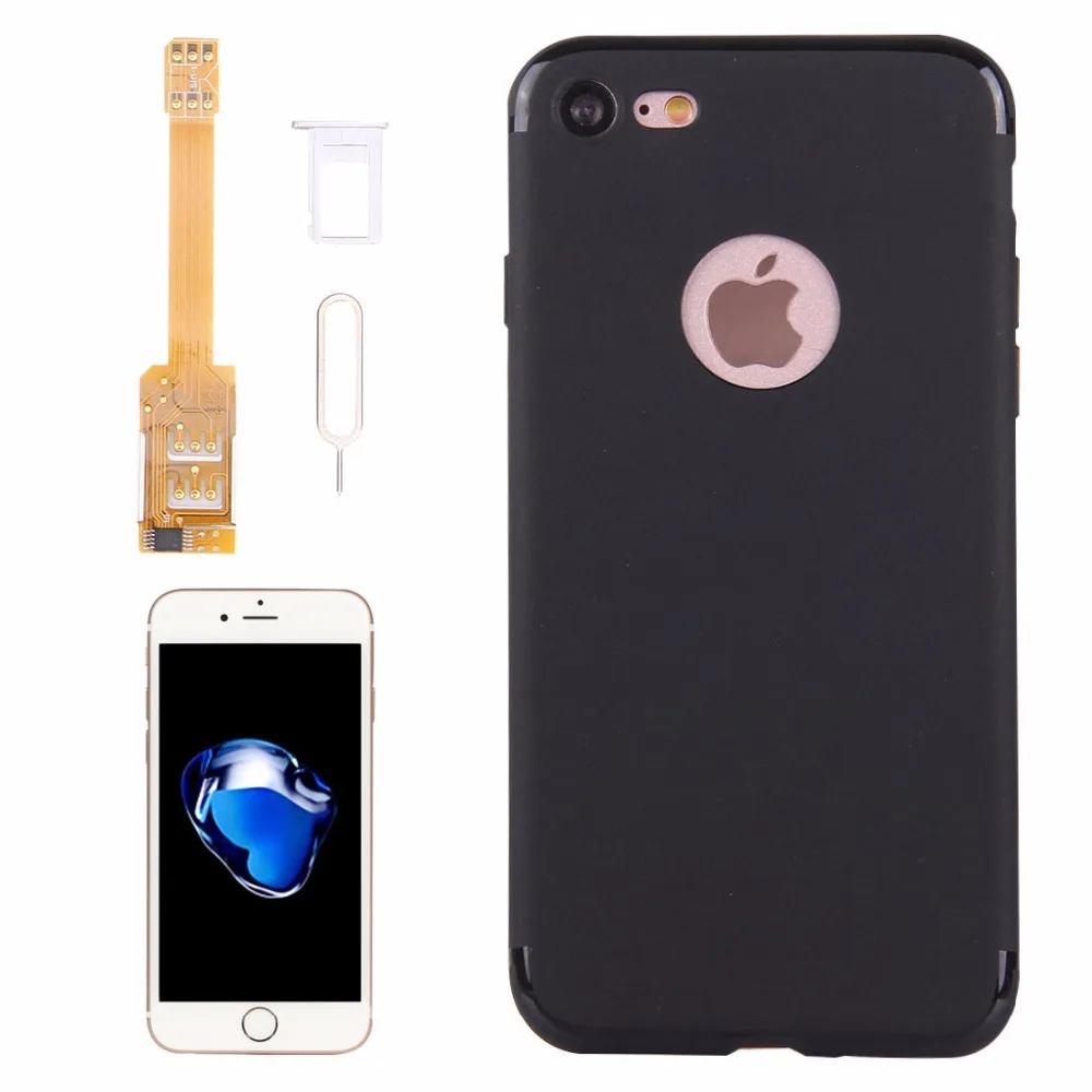 

For iPhone 7 7 Plus 2 in 1 Dual SIM Card Adapter + TPU Back Case Cover with SIM Card Tray / SIM Card Pin