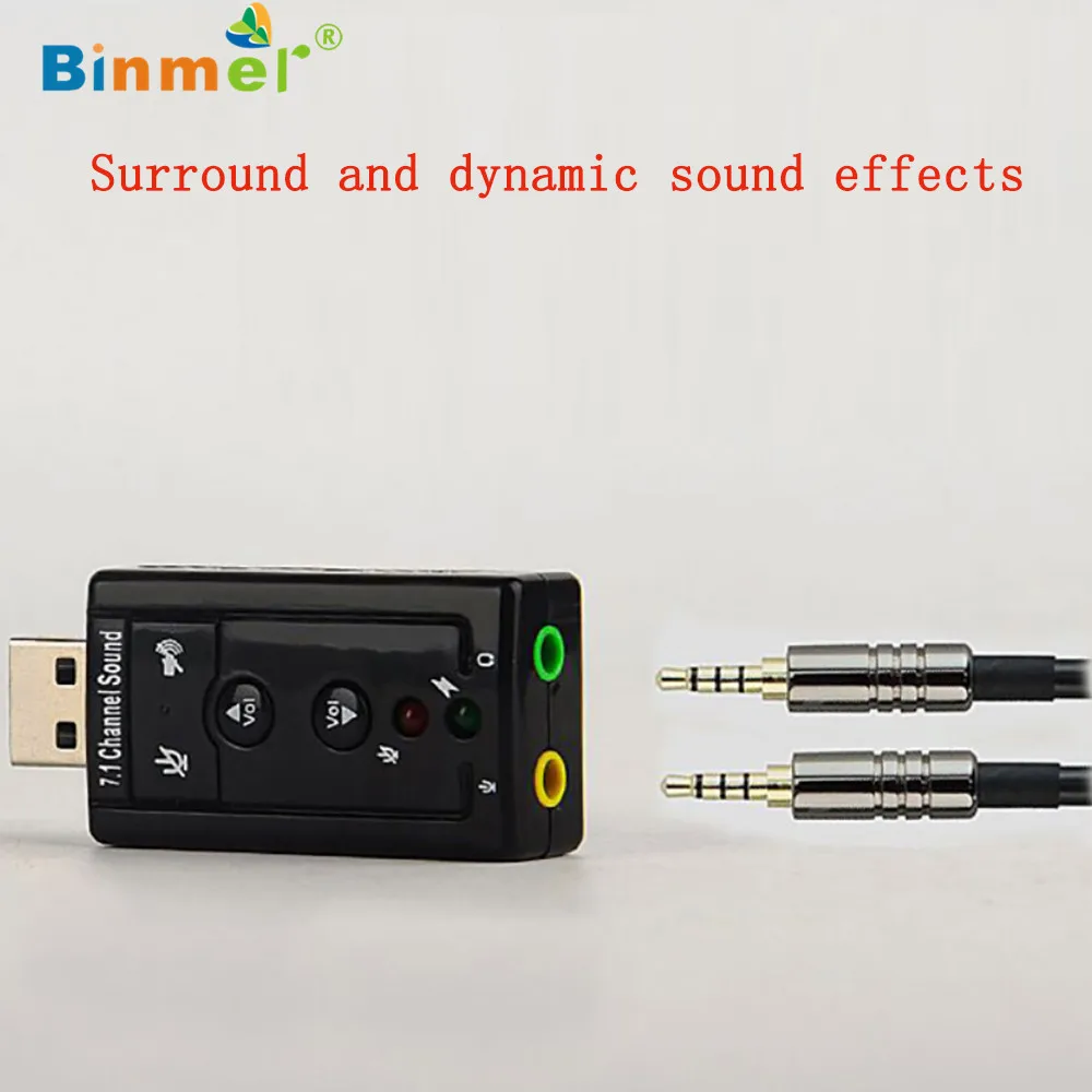 Binmer USB HID аудио Usb 7,1 Canali Esterna 3d звук адаптер для ноутбука компактный 6 сентября