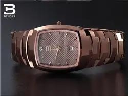 2017 Бингер вольфрама стали мужские часы кварцевые часы beerbarrel цвета розового золота Полный стали наручные часы bg-0365