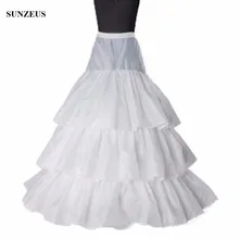 Свадебные Нижняя юбка с поездом 3 Обручи 3 Слои с оборками и длинными подъюбник для свадебного hoepelrok trouwjurk S38