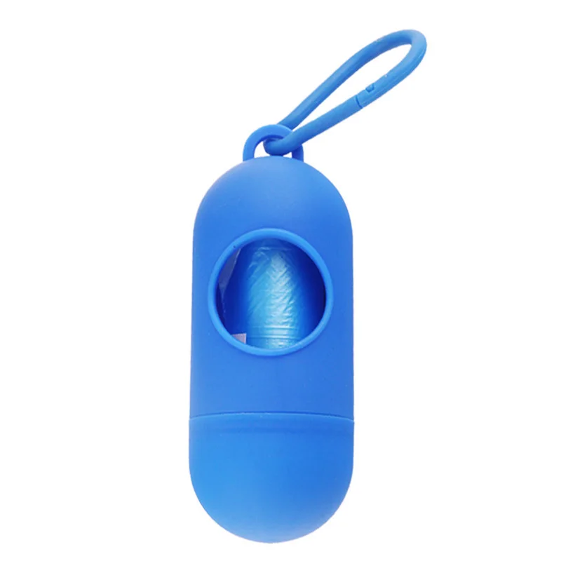 Pill Shape Pet Dog Poop Bag Dispenser Pet Waste Garbage Bags Carrier Holder Pet Poop Bags Dog Waste Poop Bag Dogs Accessories - Color: Blue