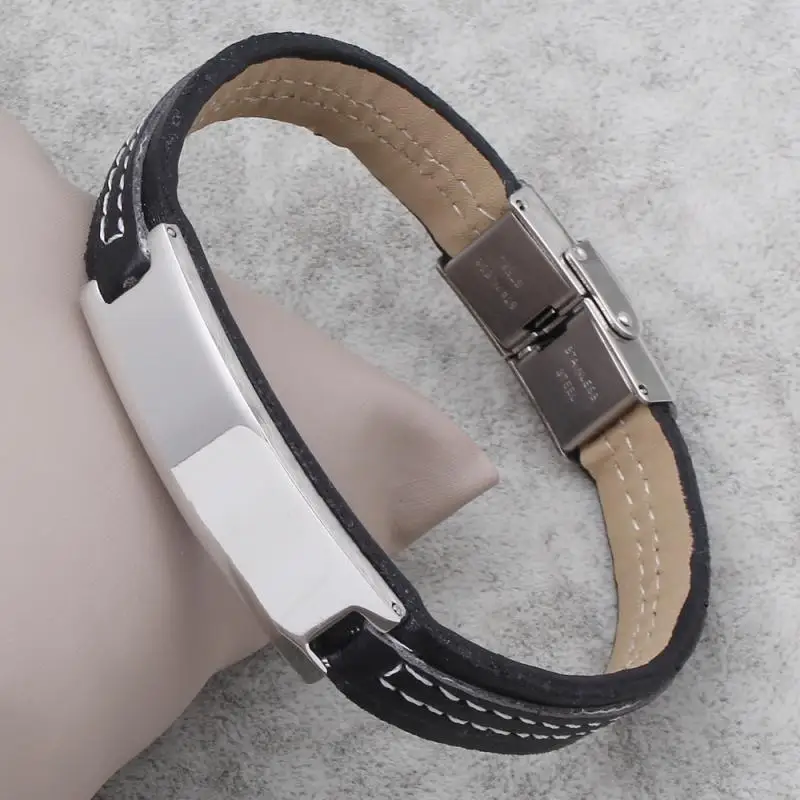 

2017 Punk Jewelry PU leather Bracelet Stainless Steel Men bracelets Friendship Gift Women Jewelry Hombre Pulsera Male Wristband