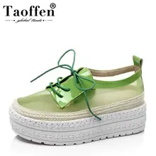 TAOFFEN/Женская обувь на платформе со шнуровкой повседневная женская обувь с круглым носком Повседневная обувь из натуральной кожи размер 34-39