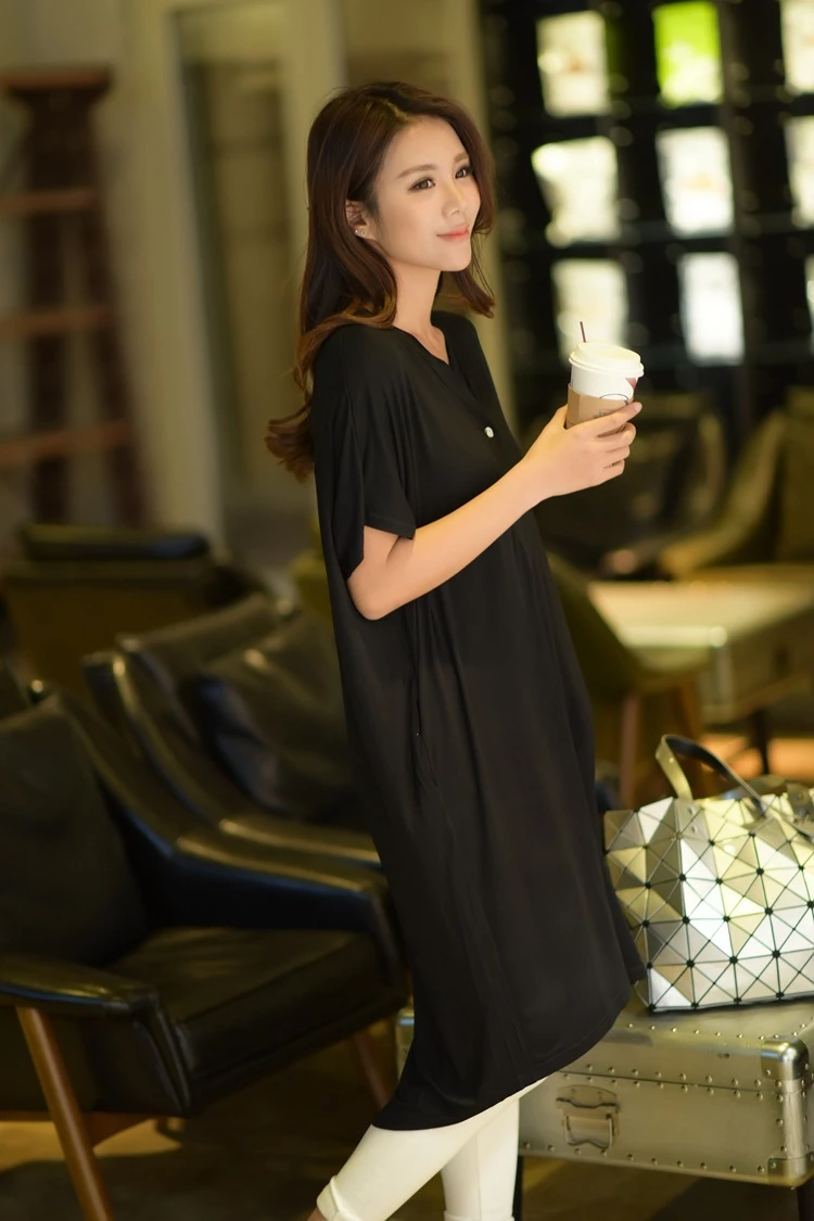 2018 New Fashion Women Nightgown dress for pregnant women Modal Summer Maternity Nursing Clothes short Sleeve maternity pajamas  (15)