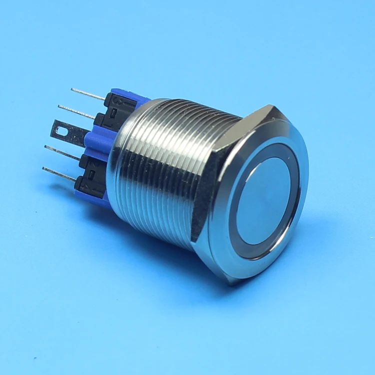 

GQ22-11EZ flat round head 22mm Latching LED light Ring Lamp type push button switch 6V 12V 24V 220V