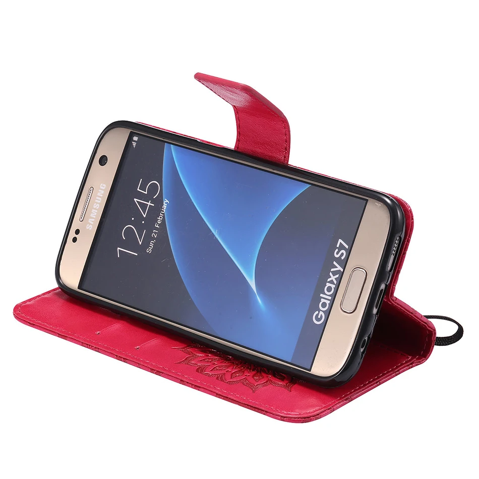 for A5 A3 J1 J3 J5 2016 2017 Prime Case Luxury Flip Wallet Sun flower Phone Back Cover for Samsung Galaxy S6 S7 edge Plus Coque (13)