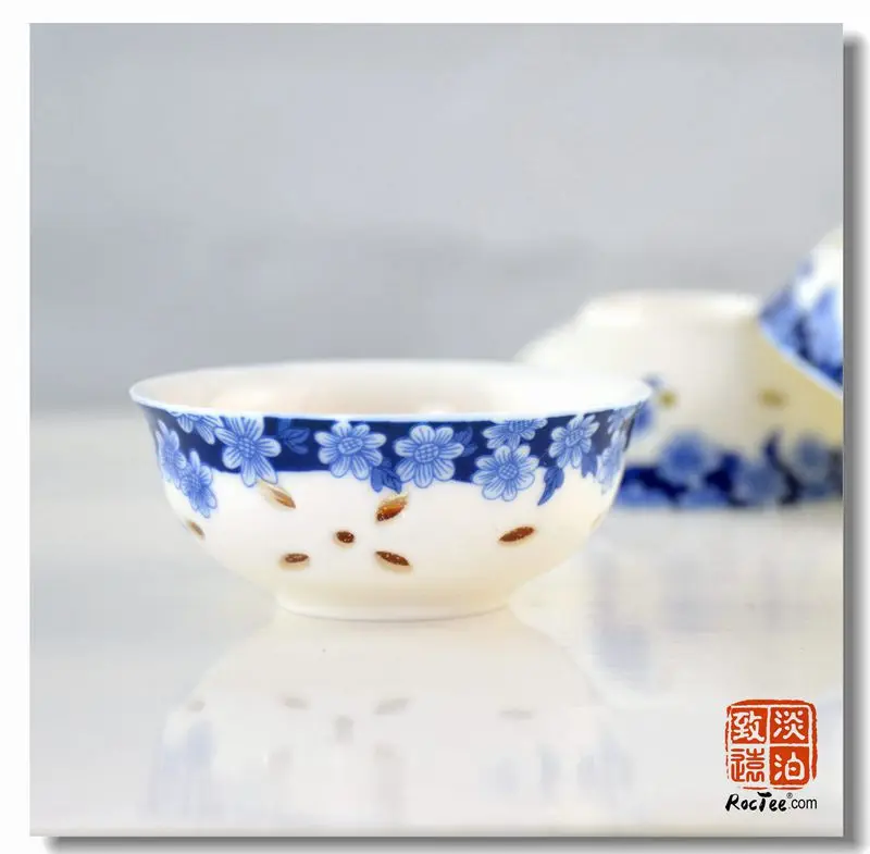 3 pieces Hollowed out Transparent Chinese Tea Cup, different design