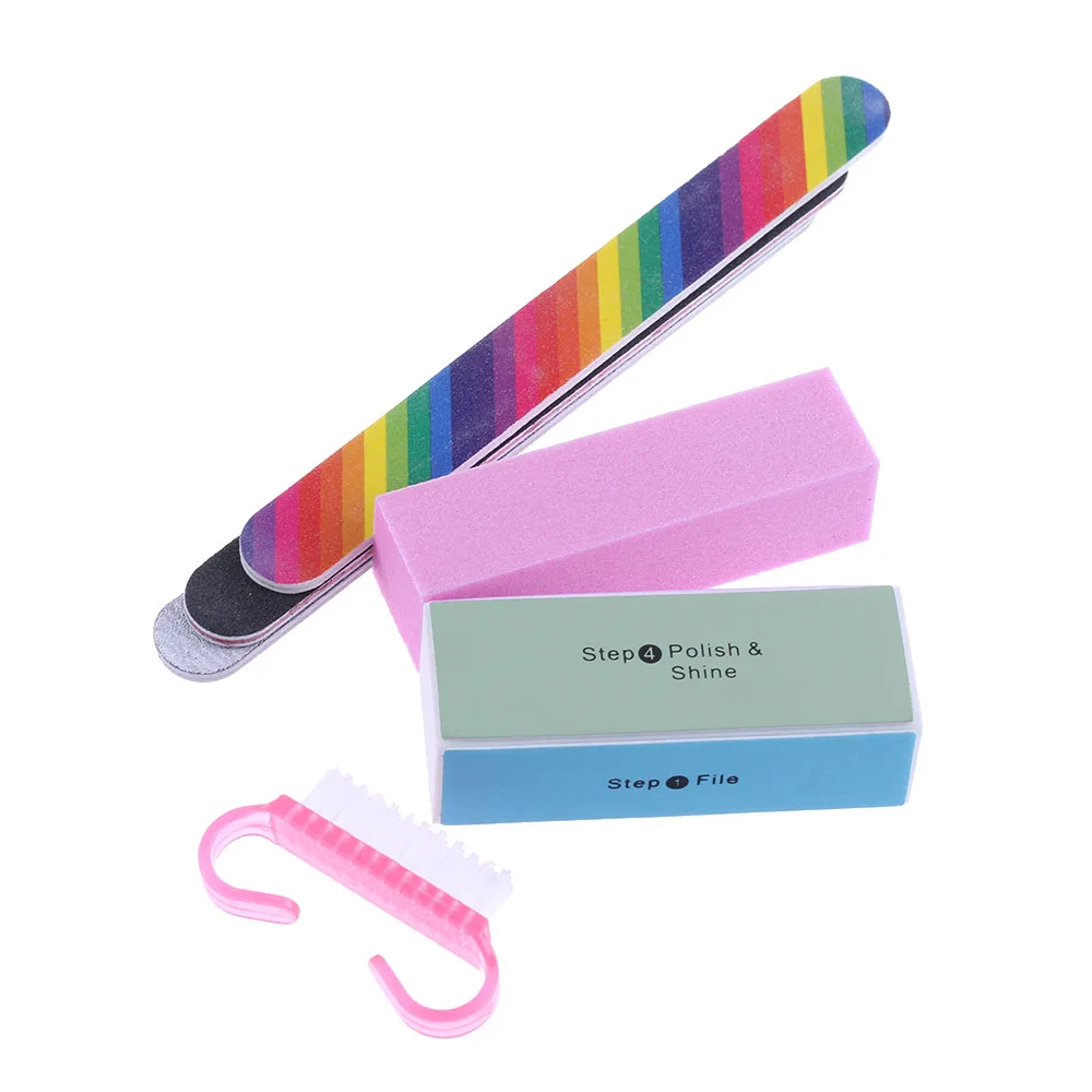 6PCS/Set Nail Art Buffer File Block Brush Medicure Pedicure Buffing