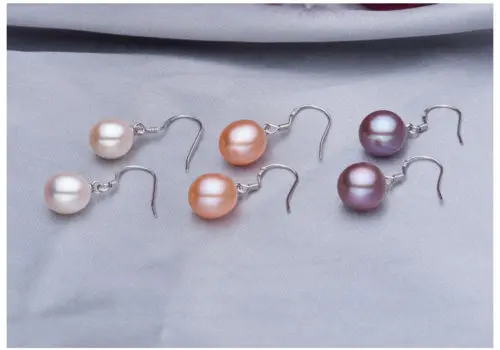 

8-9mm AAA+ 925s dangle drop pearl earrings(3 different color can choose)jewelry