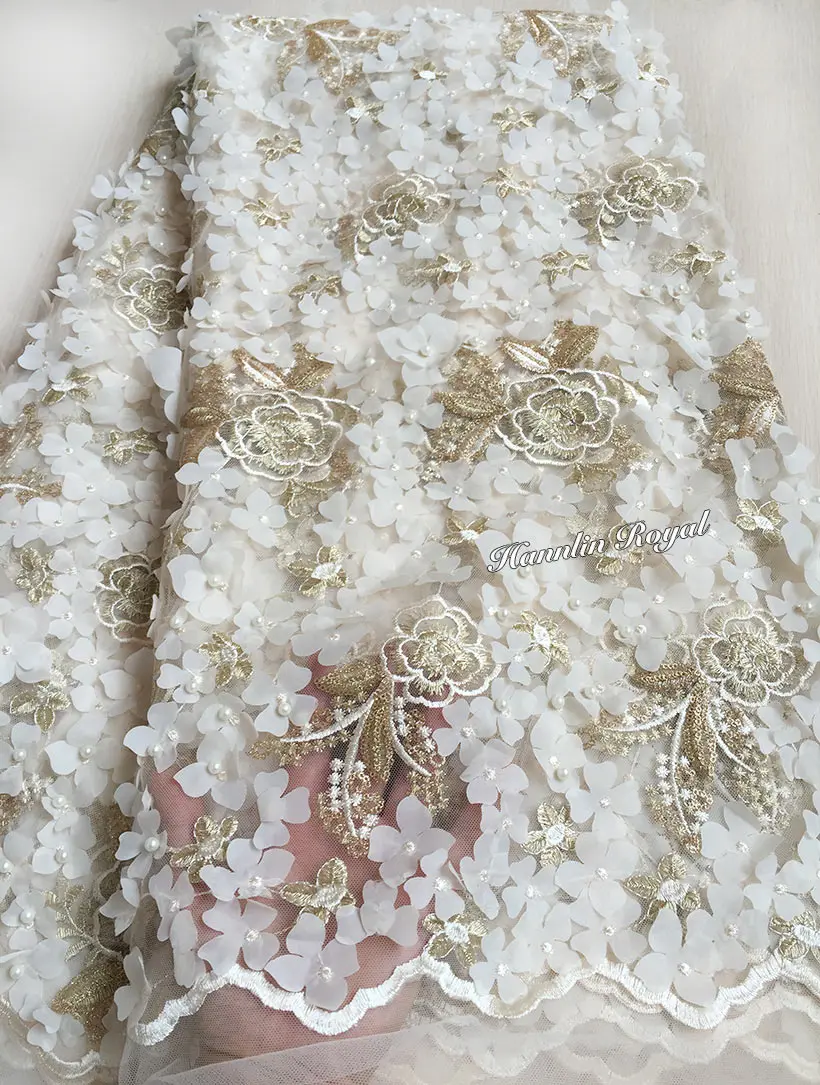 

Ice Cream Gold soft french lace African Tulle lace fabric with Allover Appliques beads sequins high quality 5 yards Wise choice