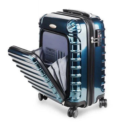 

New Opening cabine rolling luggage hardside spinner trolley bag computer suitcase