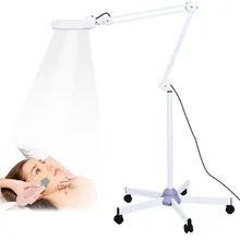 Увеличительная светодиодная лампа, стеклянная Регулируемая роликовая напольная стойка с лупой светильник, салонная 5x увеличенная зеркальная лупа, светильник