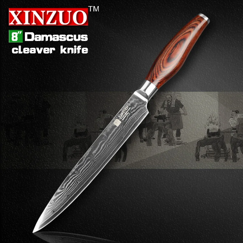 8 inch cleaver knife Damascus kitchen knife VG10 meat Sashimi chef knife kitchen tool fish knife