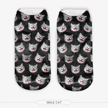 black smile cat sock 2016 new fashion 3D printed Cotton harajuku cotton harajuku Ankle Sock Hosiery