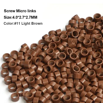 

Screw Micro Rings 4*2.7*2.7MM 1000Pcs/Bottle #11 Light Brown Micro Link Tools Micro Cylinder Hair Extensions
