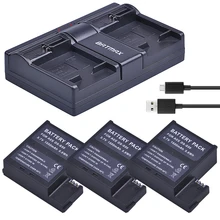 3 uds 1500mAh DS-S50 DSS50 S50 batería Akku + cargador doble USB para AEE DS-S50 S50 AEE D33 S50 S51 S60 S71 S70 batería para cámaras