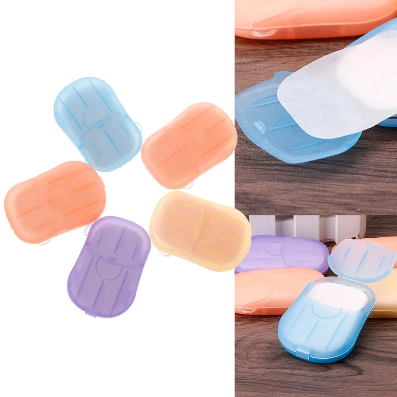 

5 Boxes/lot(20 pieces/box) Convenient Washing Hand Bath Soap flakes Travel portable Scented Slice Sheets Foaming Box Paper