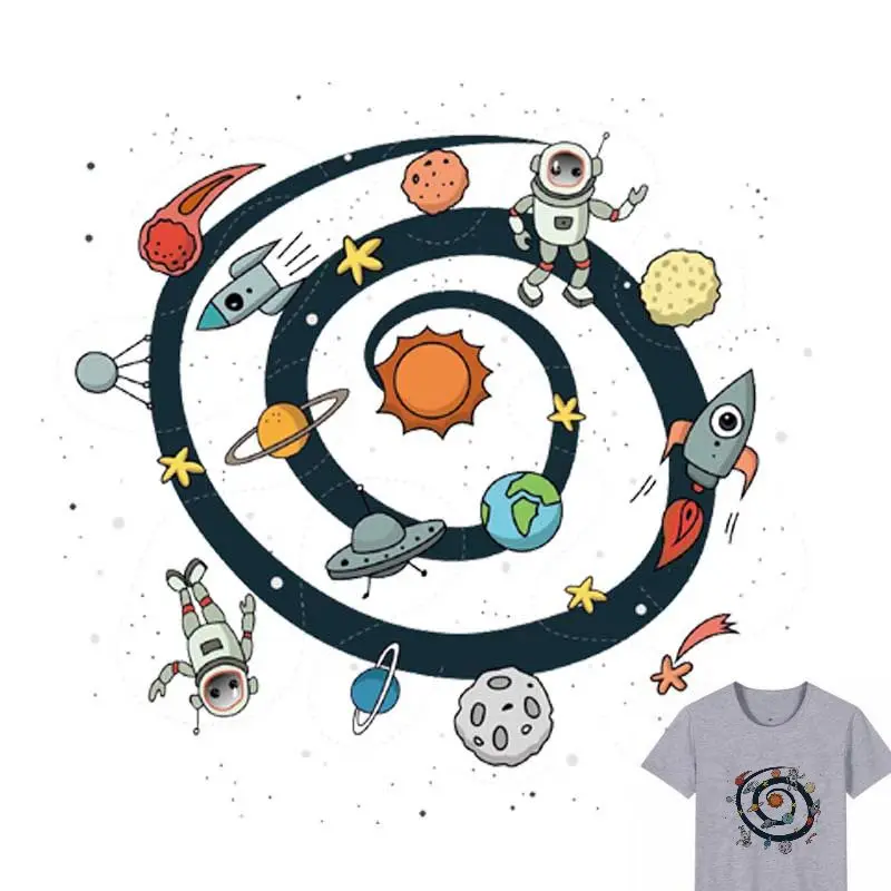

Cartoon galaxy Parches Iron On Stickers Washable Appliques A-level Patches Heat Transfer For DIY Accessory Clothes Bag