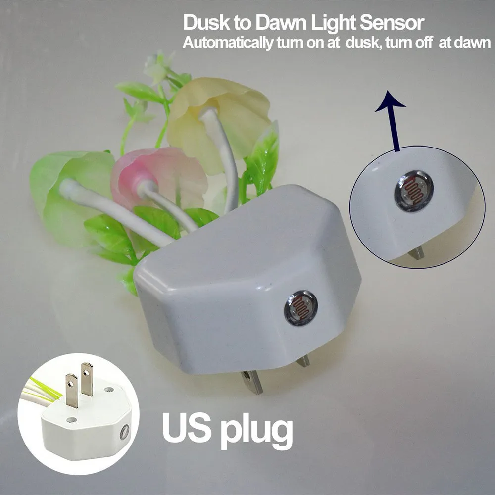 США Plug Романтический Красочные датчик LED гриб ночник 4 дюймов изменение цвета автоматически бра для спальни гостиной