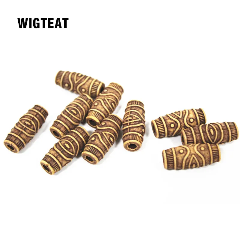 

5pcs/10pcs/20pcs National style resin hair braid dread dreadlock Beads cuffs clips wooden color approx 5mm inner hole