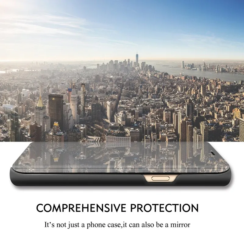 Зеркальный умный чехол для ONEPLUS 8 7 7T Pro с прозрачным обзором противоударный из