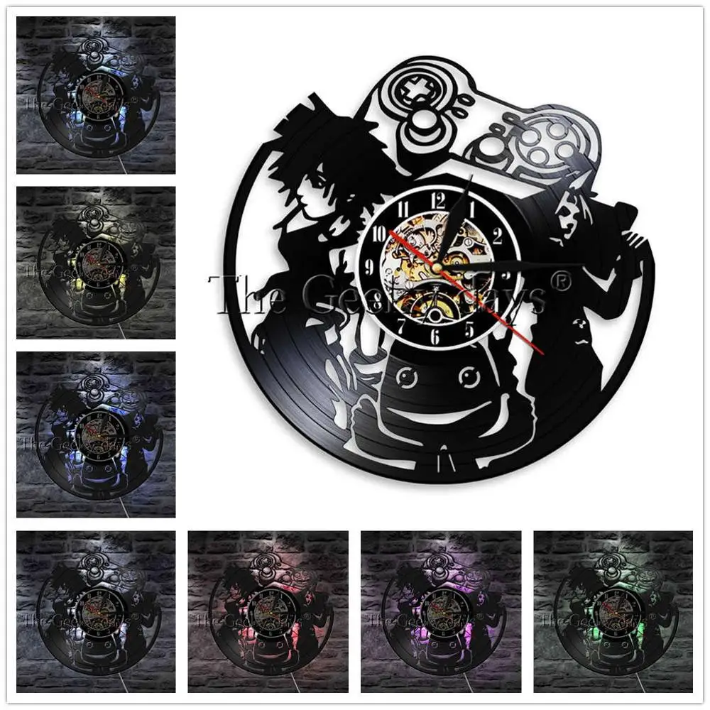 1 шт. Ryu& Ken классические боевые игры персонажи воин светодиодный свет виниловая запись настенные часы видеоигра с изменением цвета - Цвет абажура: Серый