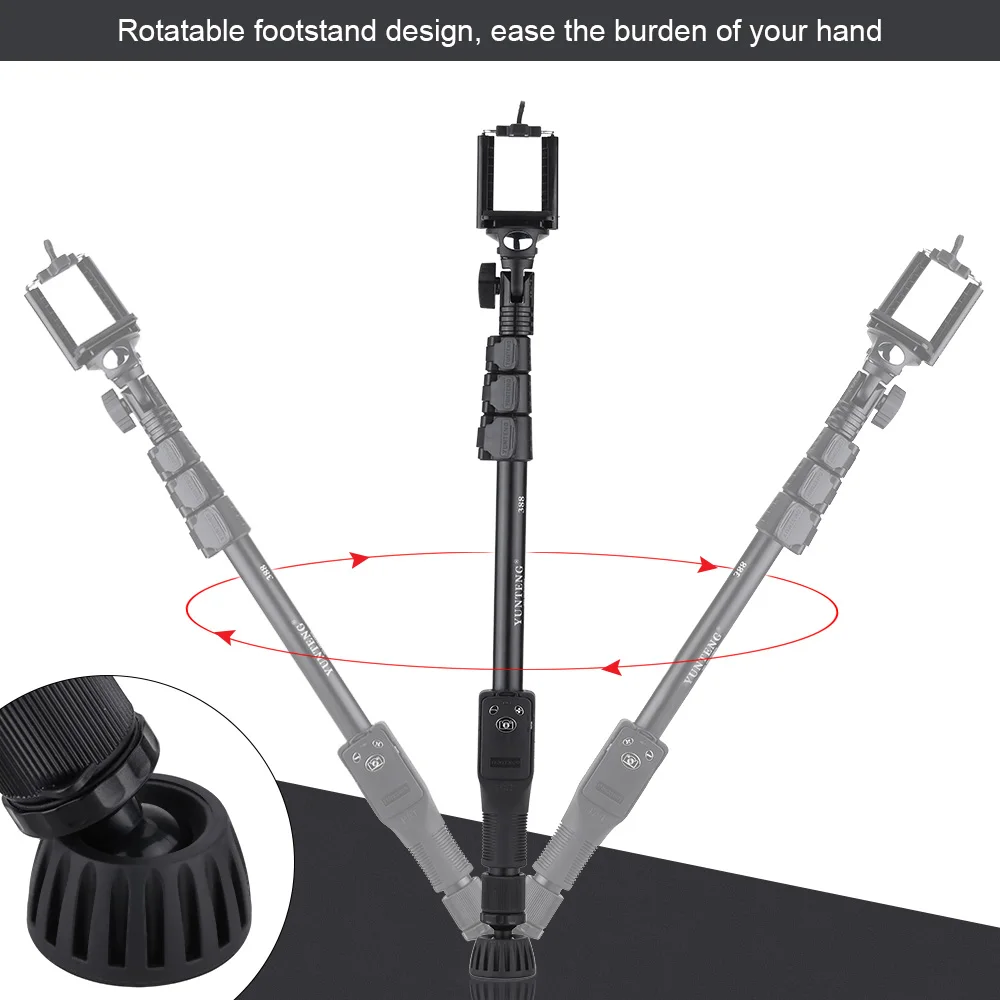 YUNTENG VCT-388 Выдвижная селфи палка монопод с беспроводным контроллером телефон клип сумка для переноски iPhone для samsung