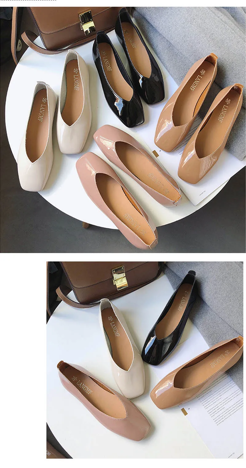 Ms./туфли на плоской подошве с квадратным носком; Новинка года; Повседневная обувь в Корейском стиле; туфли-лодочки на плоской подошве; женская обувь; W36