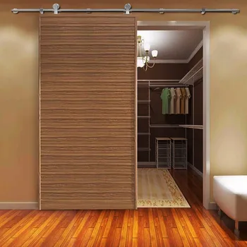 

(USA Free Shipping ) 6.6FT Top Mounted Stainless Steel Sliding Barn Wood Door Closet Hardware