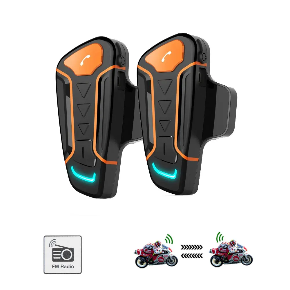 

2PCS Motorcycle Helmet Intercom Moto Radio FM Bluetooth 1000M Interphone Headset 3 people Communication for Riders