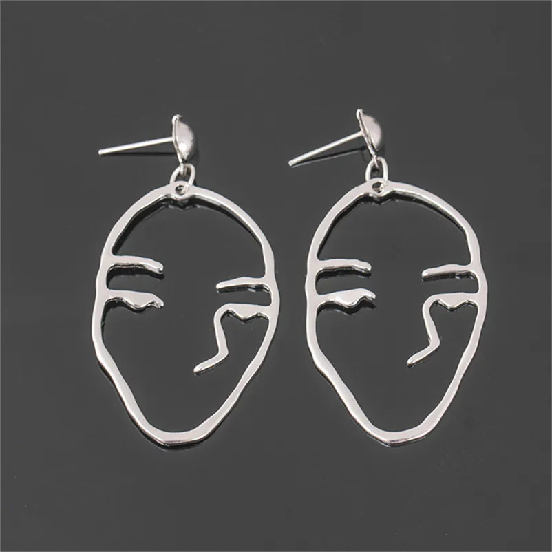 Trendy Earrings for women Dangle earrings Retro Art Abstract Cutout Face Dangle Drop Earrings Lady Hollow Jewelry Brincos Y10#N (1)