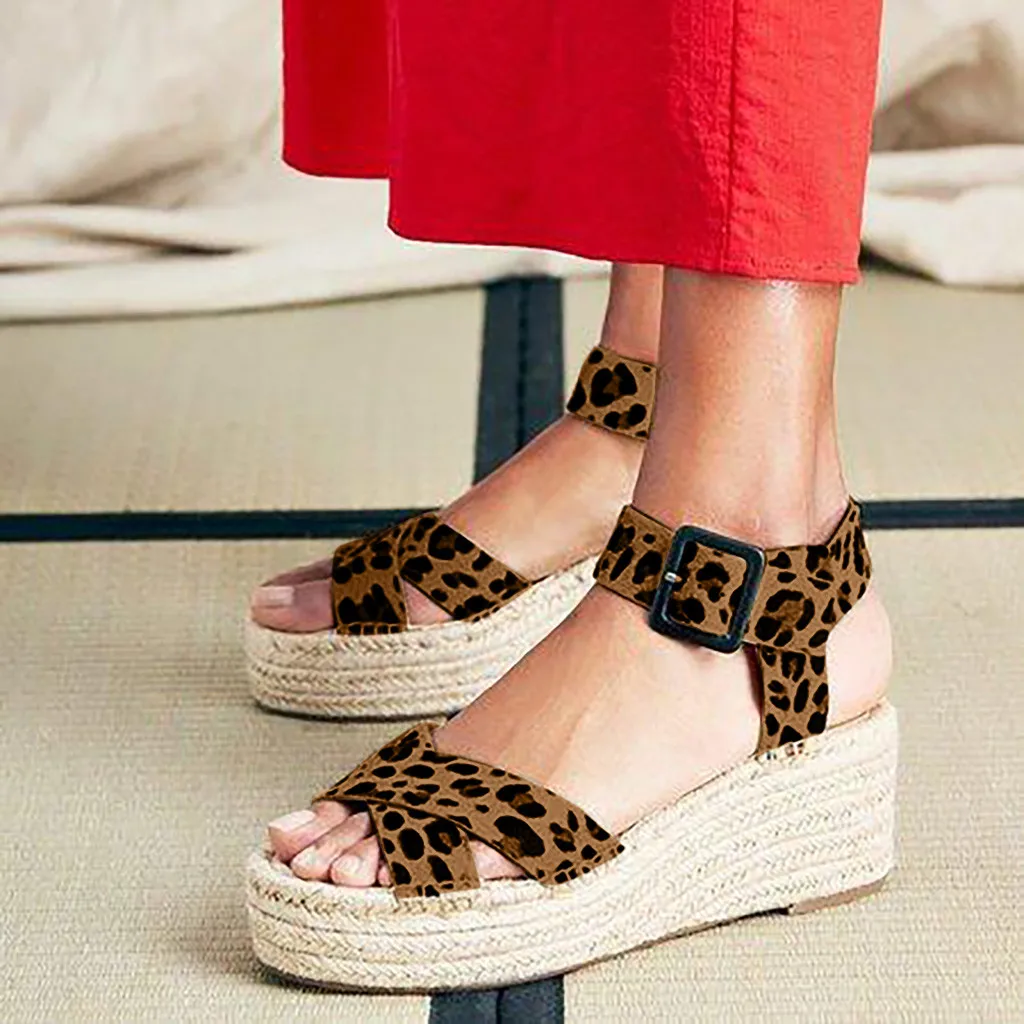 

SAGACE Shoes New Summer Women's Ladies Casual Pure Color Roman Shoes Sandals Fashion Wedges Buckle Strap Zapatos Dropship May23