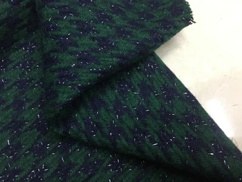 

Free ship fabric 70% wool houndstooth shining line weaved price for 1 meter 59"